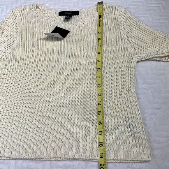 FOREVER 21 Cream Bell Sleeve Cropped Knit Sweater Size Medium NWT - Picture 9 of 10